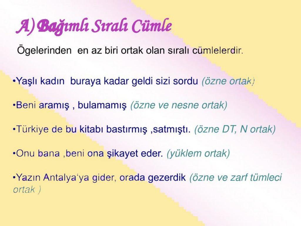 7) Sıralı cümlelerle anlatım zenginliği