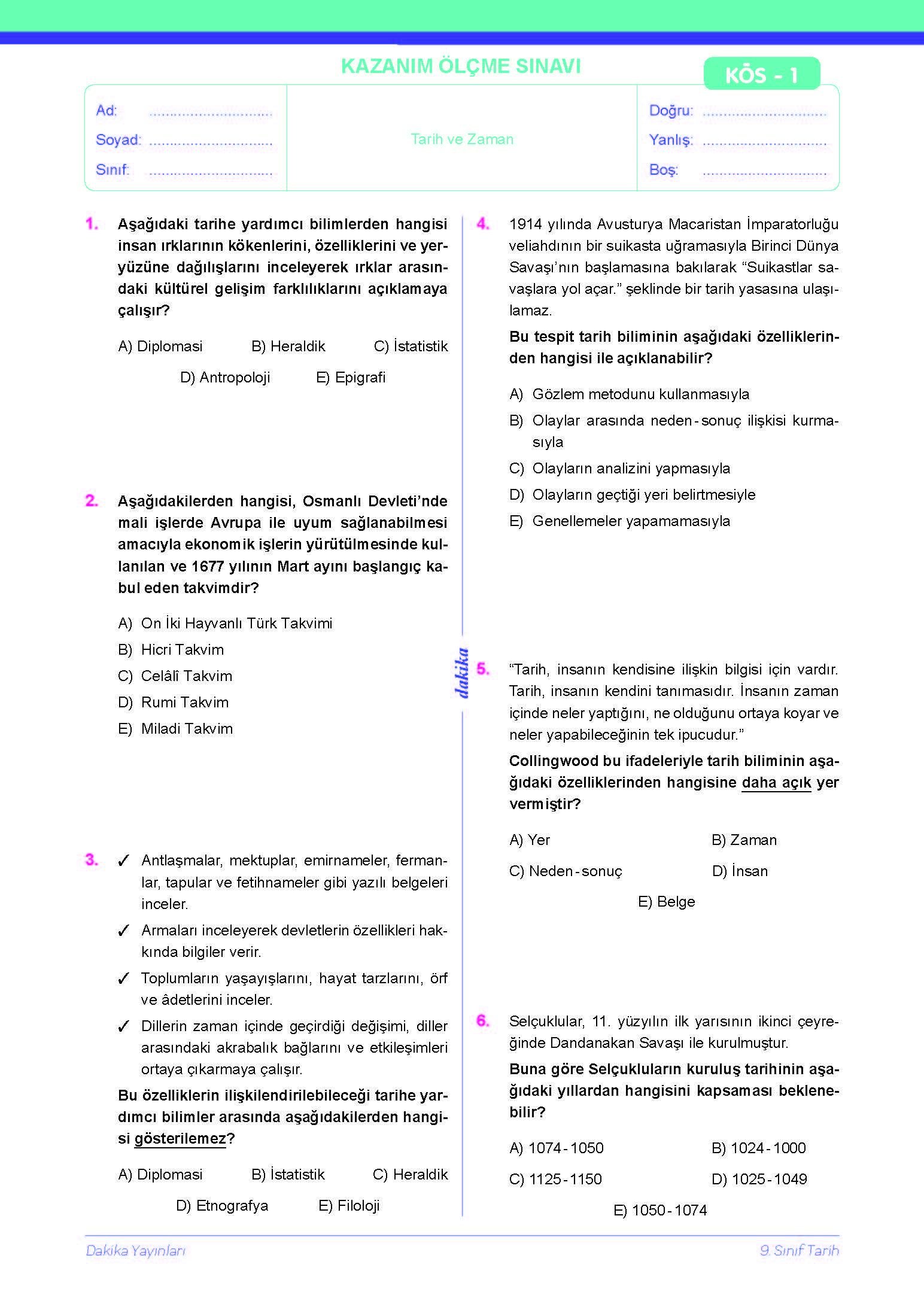 9) ⁢Testin tarihine, adet döngüsünün ​düzeni etki eder