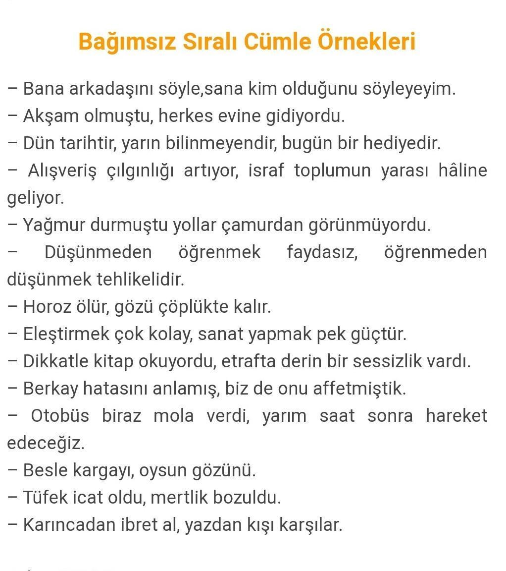 1) Bağımsız‌ sıralı cümle tanımı ve özellikleri