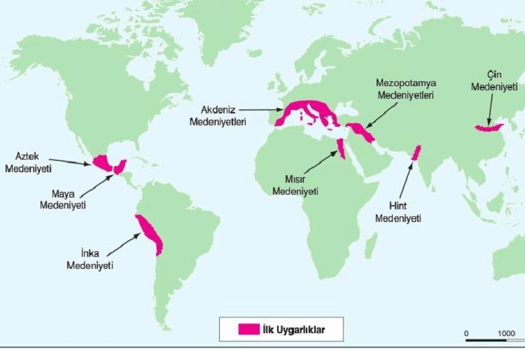 2) Maya uygarlığının Coğrafi Dağılımı