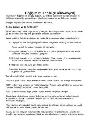 İş Dünyasında Değişim Yönetimi: Esneklik ve Yenilikçilik